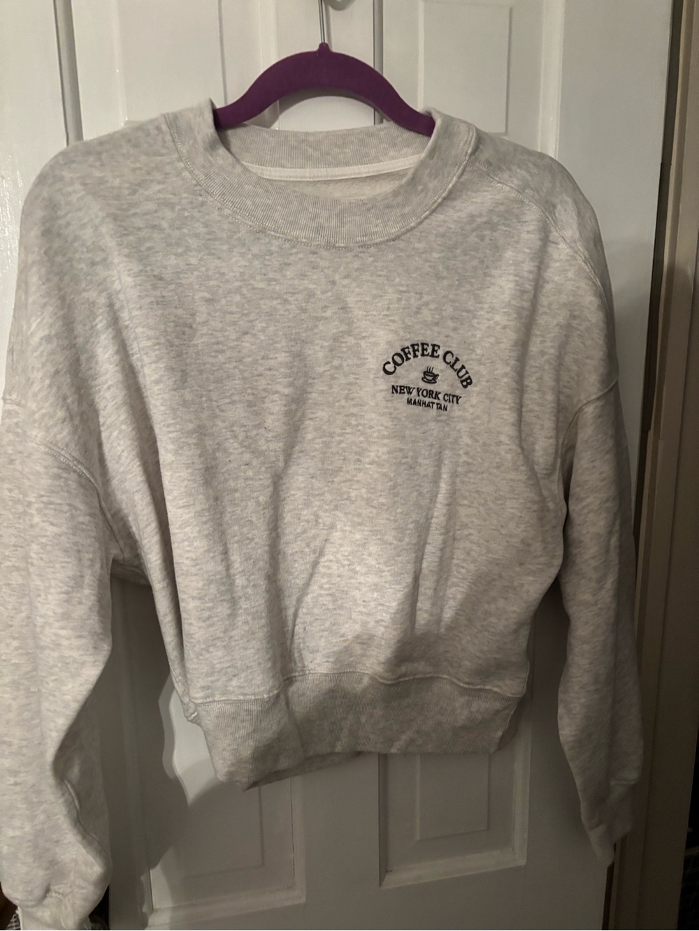 Abercrombie & Fitch Gray Crew Sweatshirt with Coffee Club Logo